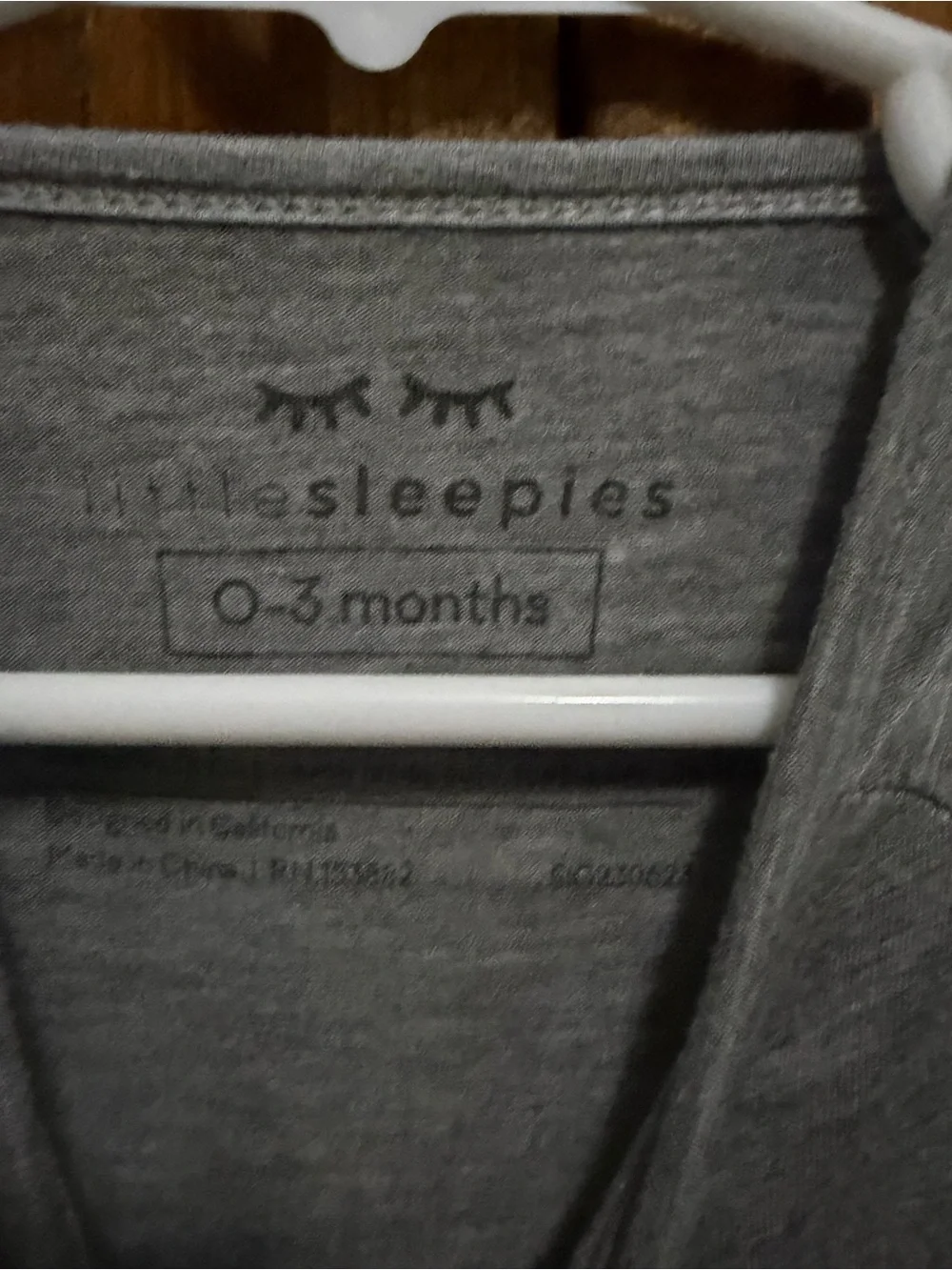 Little Sleepies Gray ruffle zippy 0-3 months - Picture 3 of 3